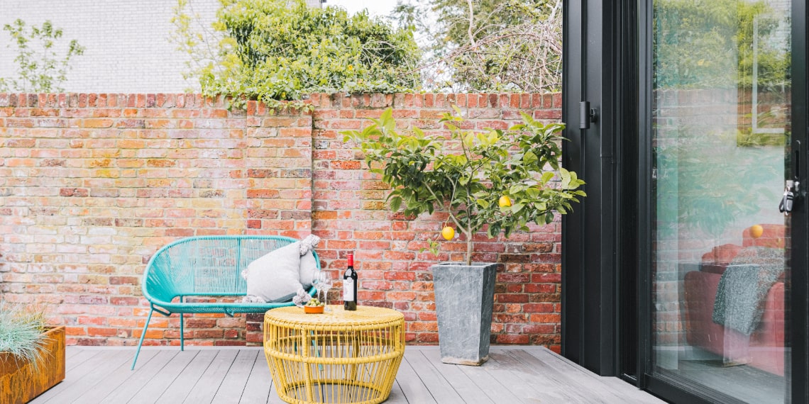 Patio and Brick Wall