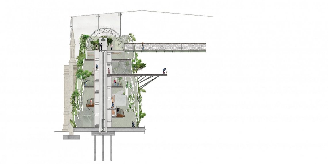 BEE.GIN distillery scheme section through GIN mountain