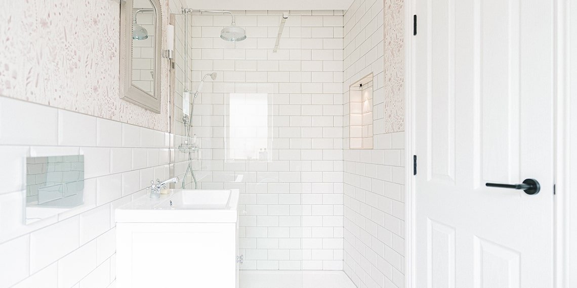 Pink and White Bathroom