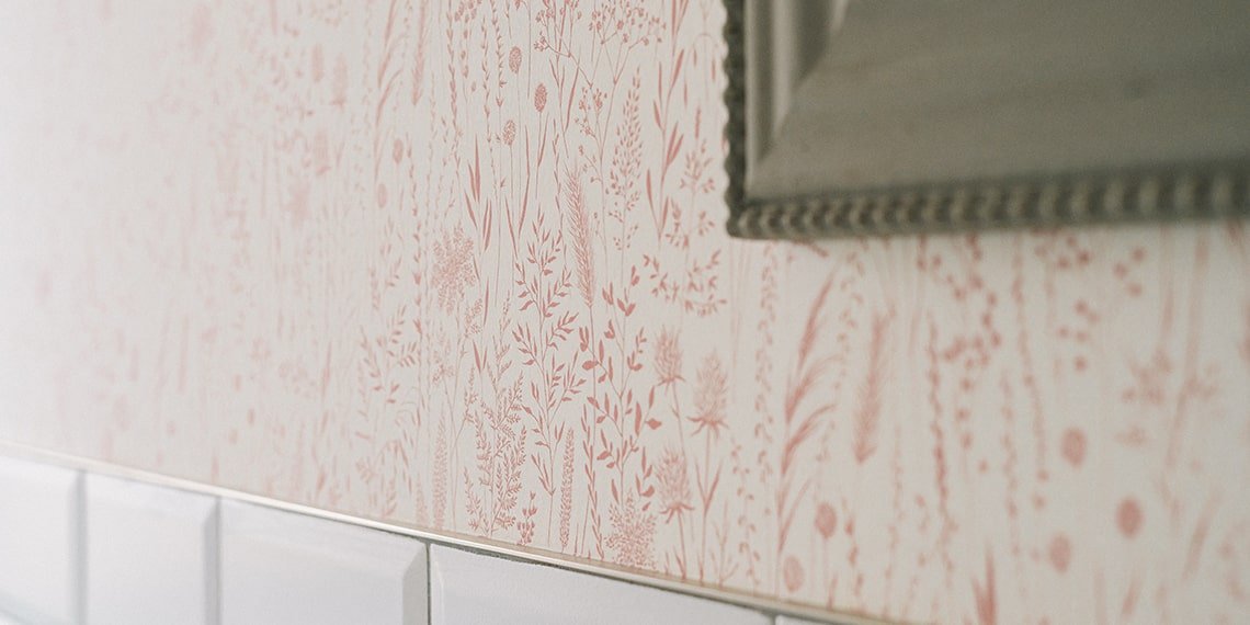 Pink and White Bathroom Wall