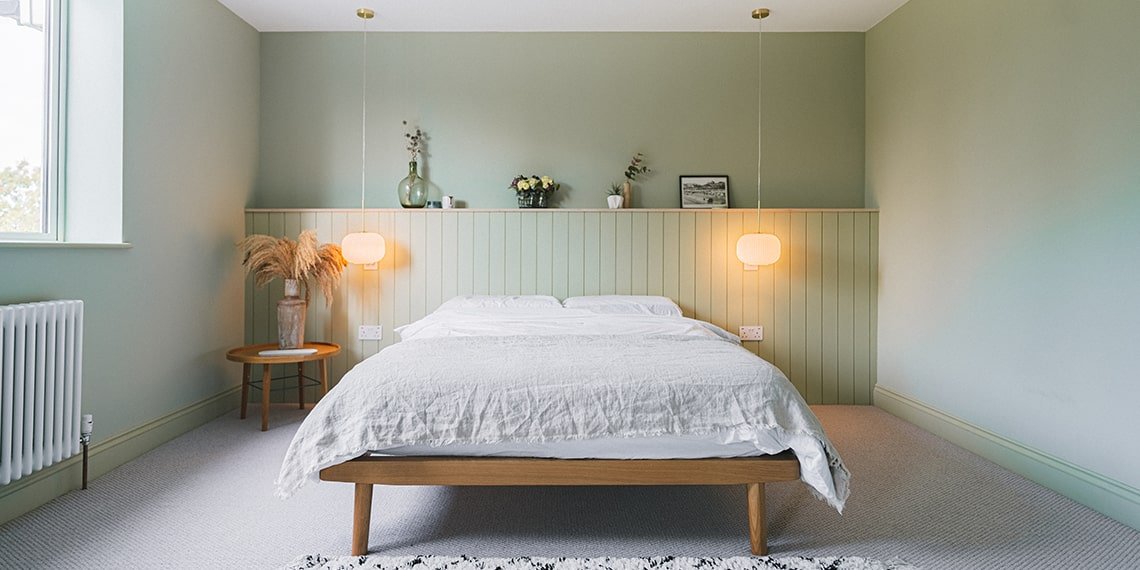 Bedroom with Natural Green Colour Palette