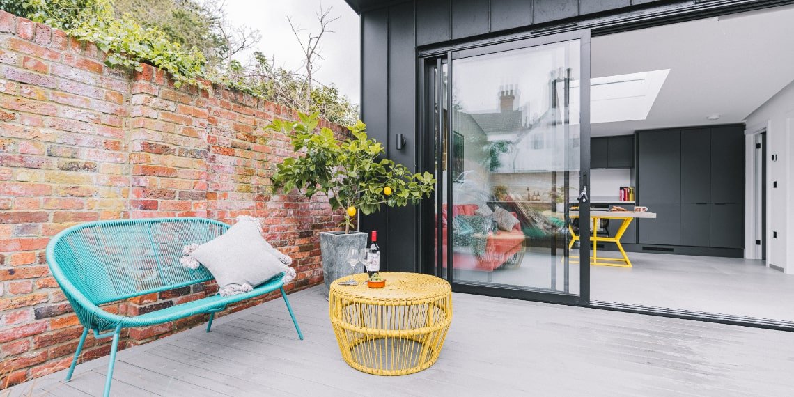 Patio with a Brick Wall
