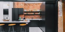 Modern Black and Brick Kitchen