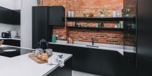Kitchen with exposed brickwork