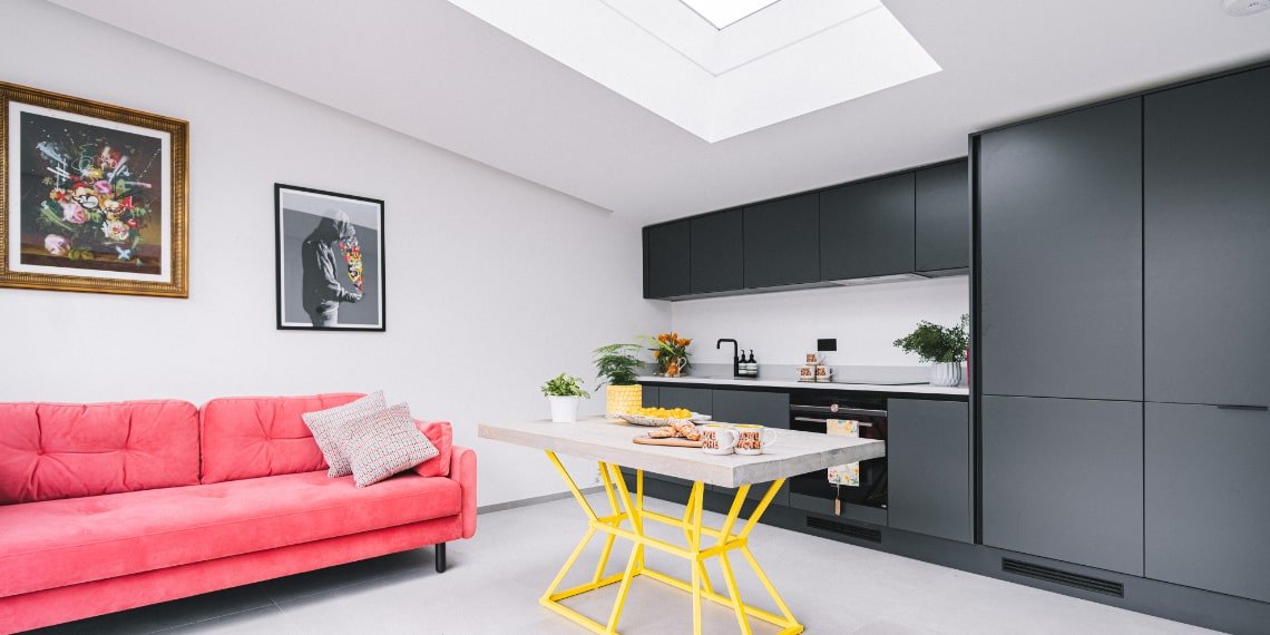 Red, Yellow and Black Contemporary Kitchen