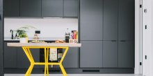 Kitchen Dining Table with a Metal Yellow Frame