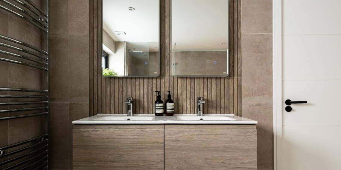 Modern Brown Family Bathroom