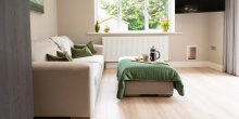 Cream Sofa and footstool