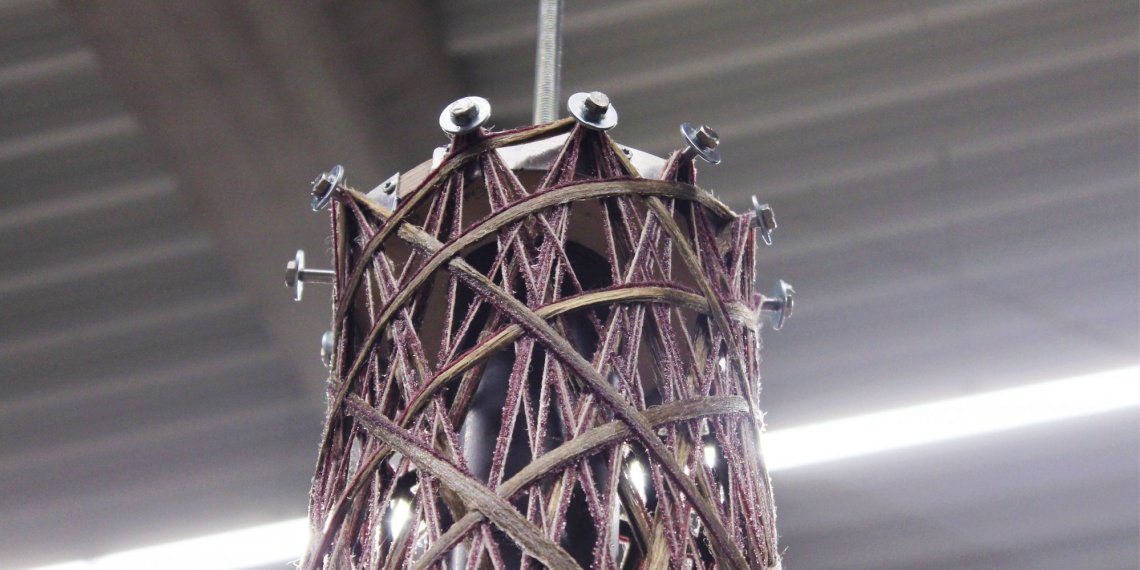 Robotic Fibre Winding coloured wool