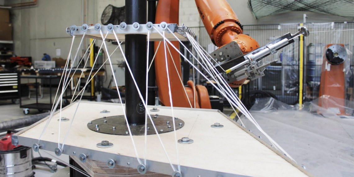 Robotic Fibre Winding drying winding test, glass fibre