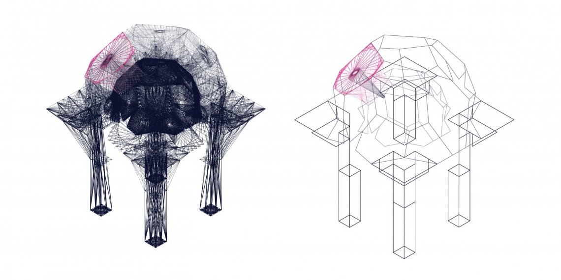 Fibrous Architecture Pavilion Dome Axo